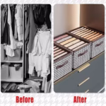 Cutie De Depozitare, Flippy, Pentru Haine, Lenjerie, Sosete Si Sutiene, Material Textil, 9 Compartimente, 44x30x20 cm, Culoare Alb-Negru - imagine 9