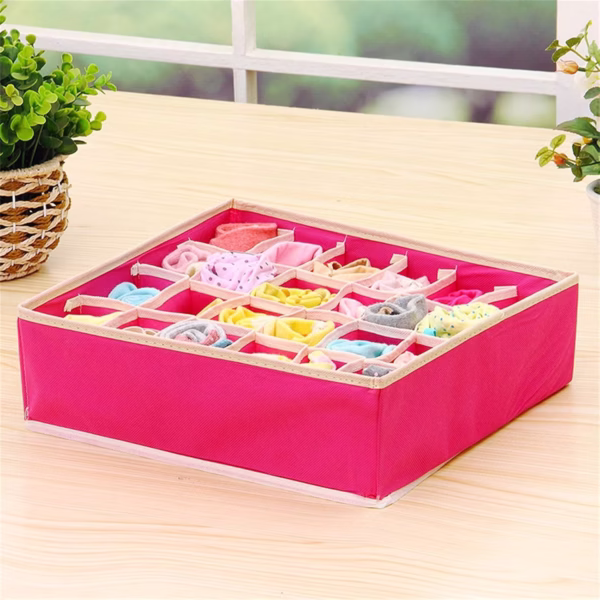 Cutie De Depozitare, Flippy, Pentru Lenjerie, Sosete Si Sutiene, Material Textil, 24 Compartimente, 32 x 32 x 10 cm, Culoare Roz - imagine 5