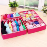 Cutie De Depozitare, Flippy, Pentru Lenjerie, Sosete Si Sutiene, Material Textil, 6 Compartimente, 32 x 16 x 10 cm, Culoare Roz - imagine 3