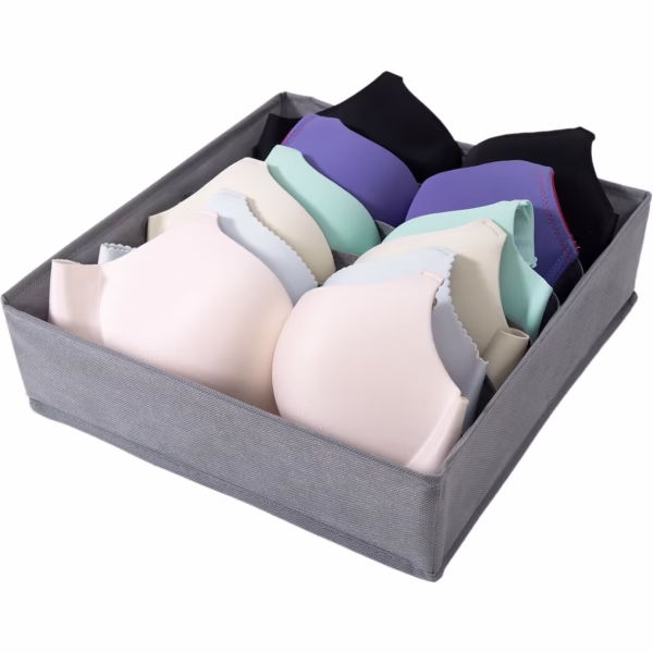 Cutie De Depozitare, Flippy, Pentru Lenjerie, Sosete Si Sutiene, Material Textil, 7 Compartimente, 32 x 32 x 10 cm, Culoare Gri - imagine 3