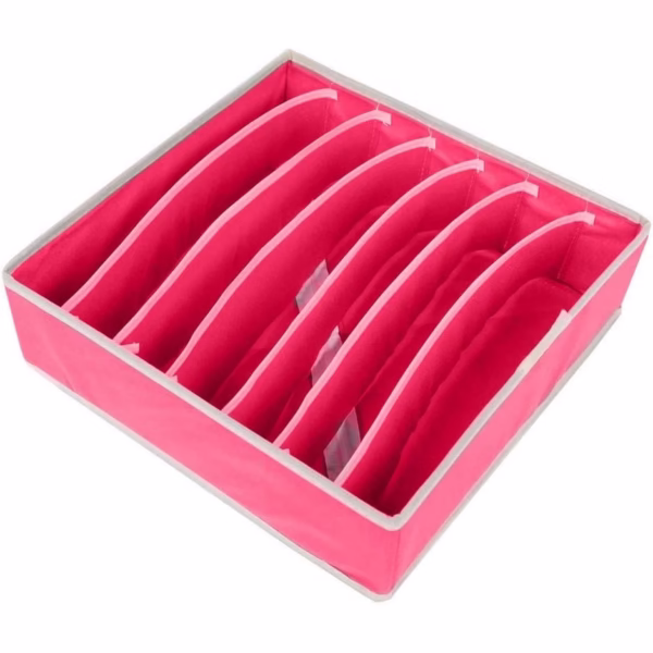 Cutie De Depozitare, Flippy, Pentru Lenjerie, Sosete Si Sutiene, Material Textil, 7 Compartimente, 32 x 32 x 10 cm, Culoare Roz - imagine 1