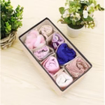 Cutie De Depozitare, Flippy, Pentru Lenjerie, Sosete Si Sutiene, Material Textil, 8 Compartimente, 32 x 16 x 10 cm, Culoare Bej - imagine 5