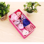 Cutie De Depozitare, Flippy, Pentru Lenjerie, Sosete Si Sutiene, Material Textil, 8 Compartimente, 32 x 16 x 10 cm, Culoare Roz - imagine 3
