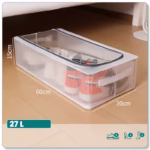Cutie de Depozitare, Flippy, pentru Pantofi Haine, din Plasa PVC Impermeabila si Cadru de Otel, Pliabila, Fermoar Bidirectional, 60 x 30 x 15 cm, Transparenta - imagine 3