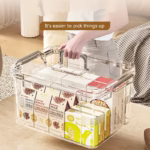 Cutie De Depozitare, Flippy, Tip Valiza, pentru Alimente, Jucarii, Accesorii, Transparent-Gri, Marime L, 38.5x27.5x22 cm - imagine 5