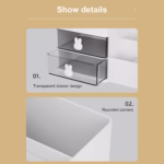 Cutie de Depozitare pentru Birou, Flippy, Pentru Makeup, Papetarie, Organizator Cosmetice, 2 Sertare si Compartimente Multiple, Model Iepuras, Plastic, 27.5x15.5x12 cm, Alb - imagine 3