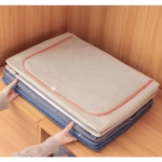 Cutie de Depozitare Pliabila, Flippy, 66 L, din Bumbac si In, 33x40x50 cm, 2 Ferestre, Frontala si Laterala, 2 Usi de Acces cu Fermoar Bidirectional, Cadru Metalic, Suport Baza Stabil din Plastic, Roz Pudrat - imagine 3