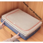Cutie de Depozitare Pliabila, Flippy, 100 L, din Bumbac si In, 60x42x40 cm, Fereastra Frontala, 2 Usi de Acces cu Fermoar Bidirectional, Cadru Metalic, Suport Baza Stabil din Plastic, Roz Pudrat - imagine 6