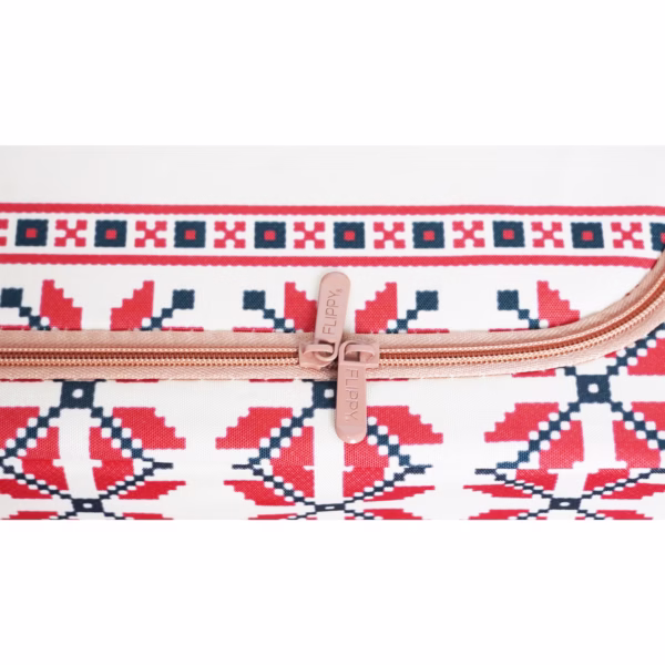 Cutie de Depozitare Pliabila, Flippy,100 L din Bumbac si In, 60X42X40 cm, Fereastra Frontala, 2 Usi de Acces cu Fermoar Bidirectional, Cadru Metalic, Suport Baza Stabil din Plastic, Motiv Traditional Model 2 - imagine 4