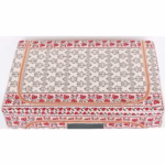 Cutie de Depozitare Pliabila, Flippy,100 L din Bumbac si In, 60X42X40 cm, Fereastra Frontala, 2 Usi de Acces cu Fermoar Bidirectional, Cadru Metalic, Suport Baza Stabil din Plastic, Motiv Traditional Model 3 - imagine 3