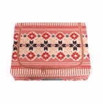 Cutie de Depozitare Pliabila, Flippy,100 L din Bumbac si In, 60X42X40 cm, Fereastra Frontala, 2 Usi de Acces cu Fermoar Bidirectional, Cadru Metalic, Suport Baza Stabil din Plastic, Motiv Traditional Model 1 - imagine 2