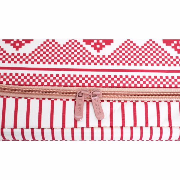 Cutie de Depozitare Pliabila, Flippy,100 L din Bumbac si In, 60X42X40 cm, Fereastra Frontala, 2 Usi de Acces cu Fermoar Bidirectional, Cadru Metalic, Suport Baza Stabil din Plastic, Motiv Traditional Model 1 - imagine 1