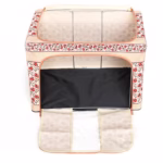 Cutie de Depozitare Pliabila, Flippy,100 L din Bumbac si In, 60X42X40 cm, Fereastra Frontala, 2 Usi de Acces cu Fermoar Bidirectional, Cadru Metalic, Suport Baza Stabil din Plastic, Motiv Traditional Model 4 - imagine 8