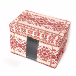 Cutie de Depozitare Pliabila, Flippy,100 L din Bumbac si In, 60X42X40 cm, Fereastra Frontala, 2 Usi de Acces cu Fermoar Bidirectional, Cadru Metalic, Suport Baza Stabil din Plastic, Motiv Traditional Model 2 - imagine 8