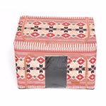 Cutie de Depozitare Pliabila, Flippy,100 L din Bumbac si In, 60X42X40 cm, Fereastra Frontala, 2 Usi de Acces cu Fermoar Bidirectional, Cadru Metalic, Suport Baza Stabil din Plastic, Motiv Traditional Model 1 - imagine 5