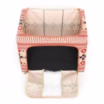 Cutie de Depozitare Pliabila, Flippy,100 L din Bumbac si In, 60X42X40 cm, Fereastra Frontala, 2 Usi de Acces cu Fermoar Bidirectional, Cadru Metalic, Suport Baza Stabil din Plastic, Motiv Traditional Model 1 - imagine 7