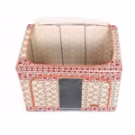 Cutie de Depozitare Pliabila, Flippy,100 L din Bumbac si In, 60X42X40 cm, Fereastra Frontala, 2 Usi de Acces cu Fermoar Bidirectional, Cadru Metalic, Suport Baza Stabil din Plastic, Motiv Traditional Model 3 - imagine 6