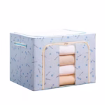 Cutie de Depozitare Pliabila, Flippy, 100 L, din Tesatura Oxford, 60x42x40 cm, Fereastra Frontala, 2 Usi de Acces cu Fermoar Bidirectional, Cadru Metalic, Suport Baza Stabil din Plastic, Imprimeu Cirese, Albastru - imagine 4