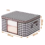 Cutie de Depozitare Pliabila, Flippy, 60x40x30 cm, 75 L, Fereastra Frontala, cu Fermoar Bidirectional, Suport Baza Stabil, Imprimeu in Carouri, Alb/Negru - imagine 8