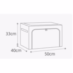 Cutie de Depozitare Pliabila, Flippy, 66 L, din Bumbac si In, 50x40x33 cm, Fereastra Frontala, 2 Usi de Acces cu Fermoar Bidirectional, Cadru Metalic, Suport Baza Stabil din Plastic, Bleu - imagine 4