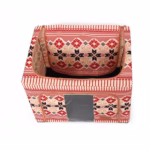 Cutie de Depozitare Pliabila, Flippy, 66 L din Bumbac si In, 52 x 42 x 39 cm, Fereastra Frontala, 2 Usi de Acces cu Fermoar Bidirectional, Cadru Metalic, Suport Baza Stabil din Plastic, Motiv Traditional Model 5 - imagine 6