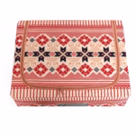 Cutie de Depozitare Pliabila, Flippy, 66 L din Bumbac si In, 52 x 42 x 39 cm, Fereastra Frontala, 2 Usi de Acces cu Fermoar Bidirectional, Cadru Metalic, Suport Baza Stabil din Plastic, Motiv Traditional Model 5 - imagine 7