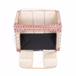 Cutie de Depozitare Pliabila, Flippy, 66 L din Bumbac si In, 52 x 42 x 39 cm, Fereastra Frontala, 2 Usi de Acces cu Fermoar Bidirectional, Cadru Metalic, Suport Baza Stabil din Plastic, Motiv Traditional Model 6 - imagine 3