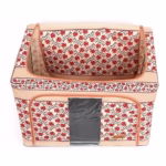 Cutie de Depozitare Pliabila, Flippy, 66 L din Bumbac si In, 52 x 42 x 39 cm, Fereastra Frontala, 2 Usi de Acces cu Fermoar Bidirectional, Cadru Metalic, Suport Baza Stabil din Plastic, Motiv Traditional Model 7 - imagine 4