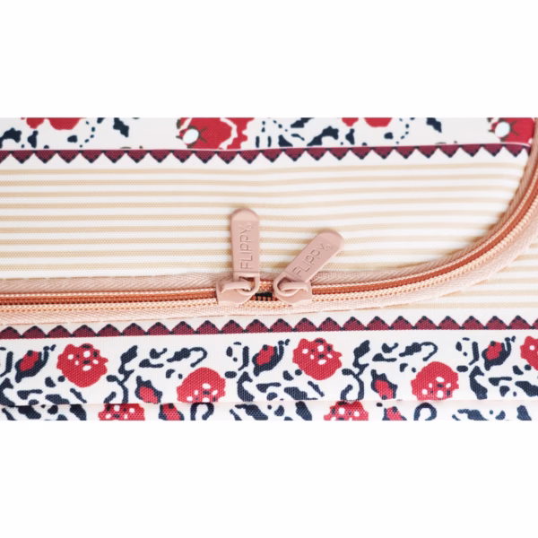 Cutie de Depozitare Pliabila, Flippy, 66 L din Bumbac si In, 52 x 42 x 39 cm, Fereastra Frontala, 2 Usi de Acces cu Fermoar Bidirectional, Cadru Metalic, Suport Baza Stabil din Plastic, Motiv Traditional Model 7 - imagine 7