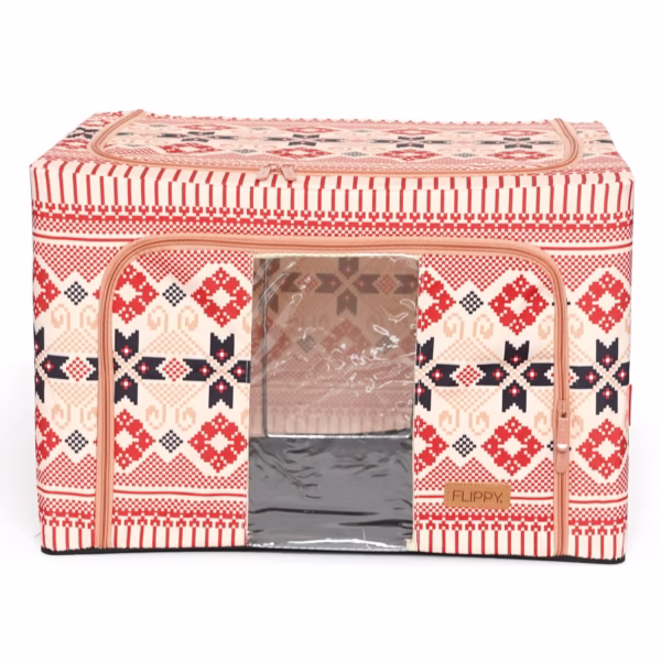 cutie-de-depozitare-pliabila-flippy-66-l-din-bumbac-si-in-52-x-42-x-39-cm-fereastra-frontala-2-usi-d-main-66f458f658abb Cutie de Depozitare Pliabila, Flippy, 66 L din Bumbac si In, 52 x 42 x 39 cm, Fereastra Frontala, 2 Usi de Acces cu Fermoar Bidirectional, Cadru Metalic, Suport Baza Stabil din Plastic, Motiv Traditional Model 5 - imagine 1