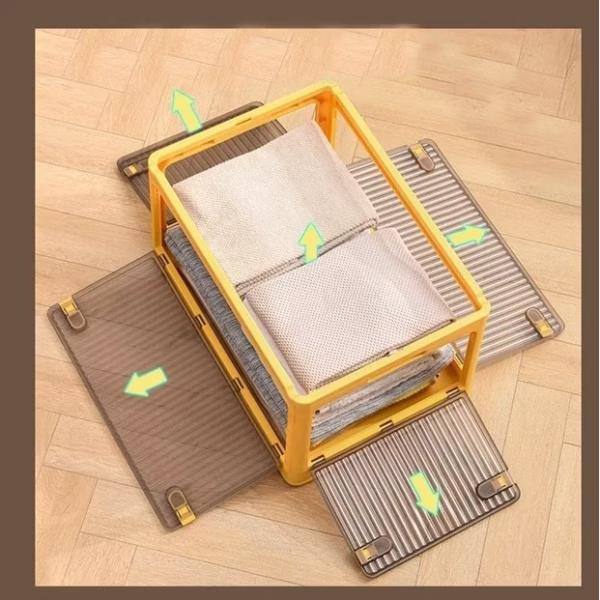 Cutie de depozitare pliabila, Flippy, Cu capac, 40 L, Plastic, 47x35x24.5 cm, Portocaliu - imagine 4