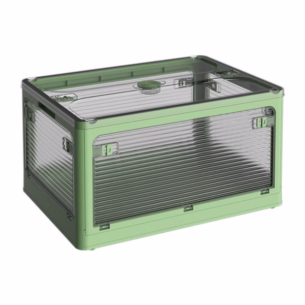 Cutie de depozitare pliabila, Flippy, Cu capac, 85 L, Plastic, 60x42x34 cm, Albastru - imagine 5