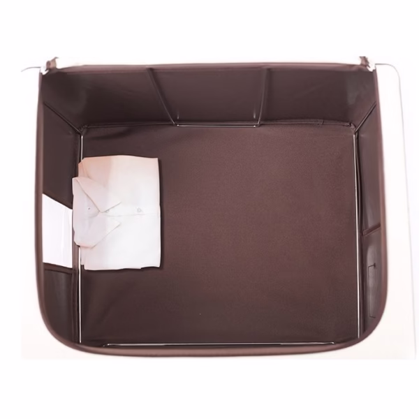 Cutie de Depozitare Pliabila, Flippy, Cu Fereastra si Fermoar Dublu, 66 L, Textil Premium, 50x40x33 cm, Cadru Metalic, Impermeabila, Maro - imagine 6
