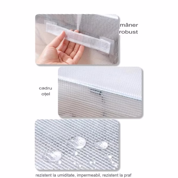 Cutie de Depozitare Pliabila, Flippy, Cu Fereastra si Fermoar Dublu Rosu, 66 L, Textil, 50x40x33 cm, Cadru Metalic, Impermeabila, Transparent - imagine 2