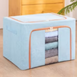 Cutie de depozitare pliabila, Flippy, Cu fermoar, 100 L, Textil, 60x42x40 cm, Cadru Metalic, Suport Baza Stabil din Plastic, Bleu - imagine 2