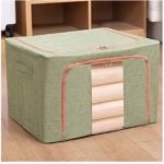Cutie de depozitare pliabila, Flippy, Cu fermoar, 100 L, Textil, 60x42x40 cm, Cadru Metalic, Suport Baza Stabil din Plastic, Verde - imagine 3
