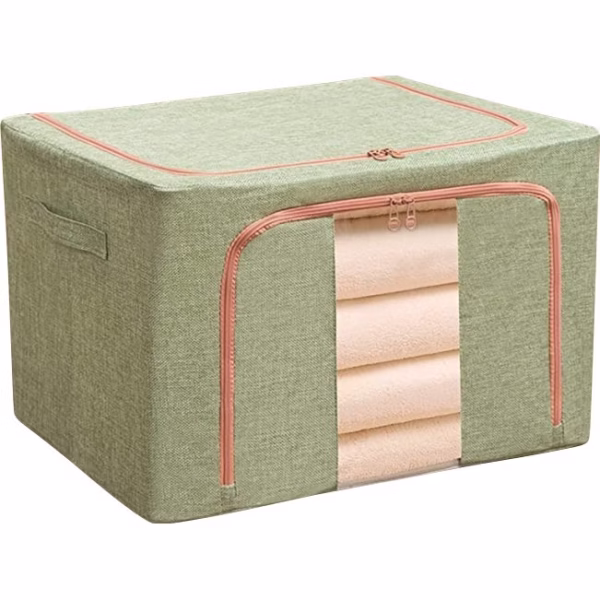 cutie-de-depozitare-pliabila-flippy-cu-fermoar-100-l-textil-60x42x40-cm-verde-main-63ec72f064a2d Cutie de depozitare pliabila, Flippy, Cu fermoar, 100 L, Textil, 60x42x40 cm, Cadru Metalic, Suport Baza Stabil din Plastic, Verde - imagine 1