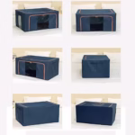 Cutie de Depozitare Pliabila, Flippy, Cu Fermoar, 24 L, Textil, 40x30x20 cm, Cadru Metalic, Suport Baza Stabil din Plastic, Albastru Marin cu Doua Ferestre - imagine 4