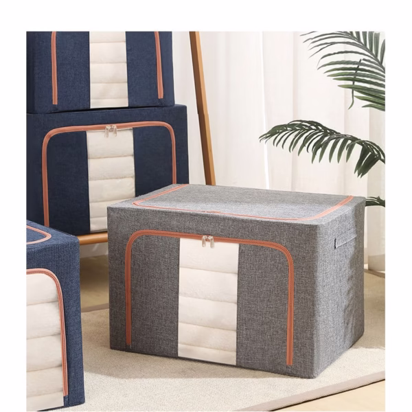 cutie-de-depozitare-pliabila-flippy-cu-fermoar-24-l-textil-40x30x20-cm-cadru-metalic-1-fereastra-sup-main-65f2c658367e5 Cutie de Depozitare Pliabila, Flippy, 24 L, din Bumbac si In, 40x30x20 cm, Fereastra Frontala, 2 Usi de Acces cu Fermoar Bidirectional, Cadru Metalic, Suport Baza Stabil din Plastic, Gri - imagine 1