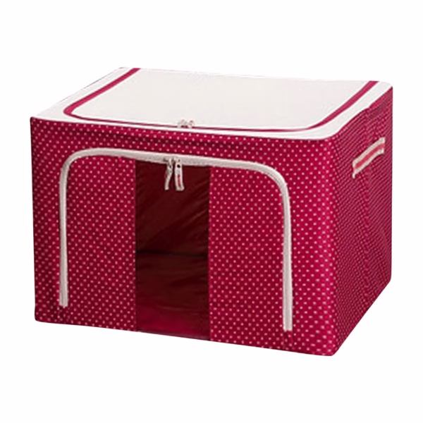 cutie-de-depozitare-pliabila-flippy-cu-fermoar-24-l-textil-40x30x20-cm-rosu-cadru-metalic-suport-baz-65e6fc04f2b45 Cutie de Depozitare Pliabila, Flippy, 24 L, Panza Oxford, 40x30x20 cm, Fereastra Frontala, 2 Usi de Acces cu Fermoar Bidirectional, Cadru Metalic, Suport Baza Stabil din Plastic, Imprimeu Buline, Rosu - imagine 1