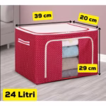 Cutie de Depozitare Pliabila, Flippy, 24 L, Panza Oxford, 40x30x20 cm, Fereastra Frontala, 2 Usi de Acces cu Fermoar Bidirectional, Cadru Metalic, Suport Baza Stabil din Plastic, Imprimeu Buline, Rosu - imagine 3