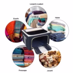 Cutie de Depozitare Pliabila, Flippy, Cu Fermoar, 66 L, Textil, 50 x 40 x 33 cm, Cadru Metalic, Suport Baza Stabil din Plastic, Imprimeu Buline, Albastru Marin - imagine 7