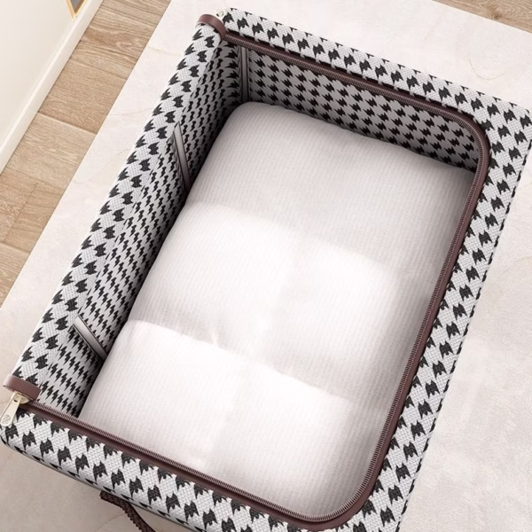 Cutie de Depozitare Pliabila, Flippy, Cu fermoar, 66 L, Textile, 50x40x33 cm, Design Zebra - imagine 3