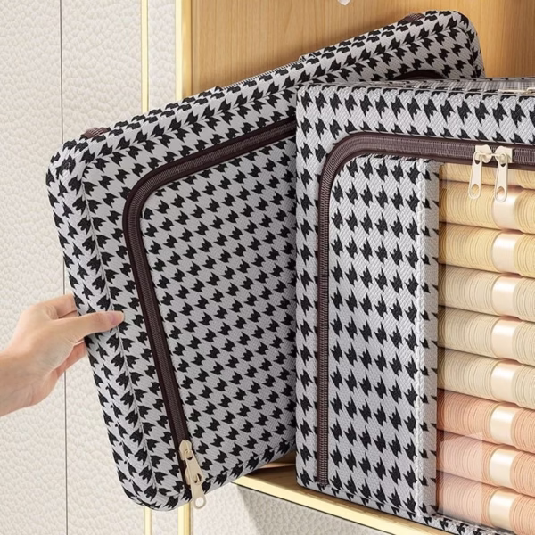 Cutie de Depozitare Pliabila, Flippy, Cu fermoar, 66 L, Textile, 50x40x33 cm, Design Zebra - imagine 5