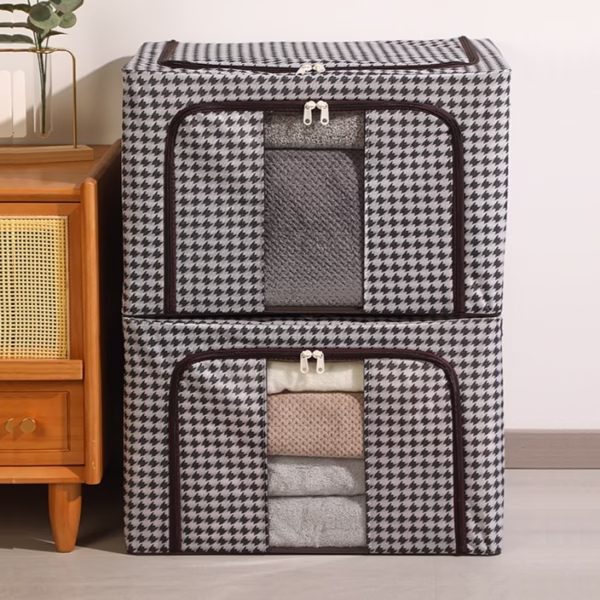 Cutie de Depozitare Pliabila, Flippy, Cu fermoar, 66 L, Textile, 50x40x33 cm, Design Zebra - imagine 6