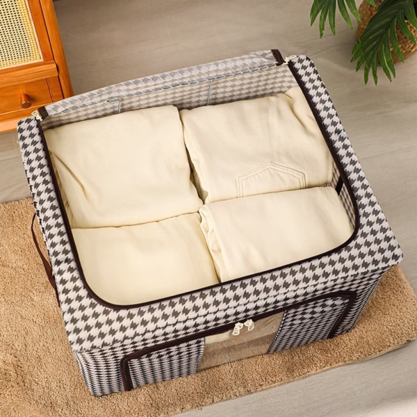 Cutie de Depozitare Pliabila, Flippy, Cu fermoar Bidirectional, 24 L, Textil, 40x30x20 cm, Cadru Metalic, o Fereastra, Suport Baza Stabil din Plastic, Design Zebra, Alb Negru - imagine 7