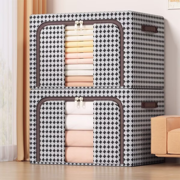 Cutie de Depozitare Pliabila, Flippy, Cu fermoar Bidirectional, 24 L, Textil, 40x30x20 cm, Cadru Metalic, o Fereastra, Suport Baza Stabil din Plastic, Design Zebra, Alb Negru - imagine 8