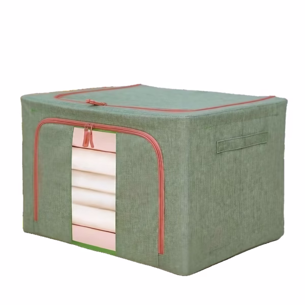cutie-de-depozitare-pliabila-flippy-cu-fermoar-bidirectional-66-l-textil-50x40x33-cm-cadru-metalic-o-main-66d1d49989cd9 Cutie de Depozitare Pliabila, Flippy, Cu fermoar Bidirectional, 66 L, Textil, 50x40x33 cm, Cadru Metalic, o Fereastra, Suport Baza Stabil din Plastic, Verde - imagine 1