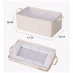 Cutie de Depozitare Tip Cos, Flippy, Material Piele Ecologica, Pliabila, 47x28x20 cm, 26 l, Cadru Metalic, cu Manere, Bej - imagine 2