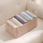 Cutie de Depozitare Tip Cos, Flippy, Material Piele Ecologica, Pliabila, 47x28x20 cm, 26 l, Cadru Metalic, cu Manere, Roz - imagine 3